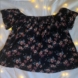Black floral blouse